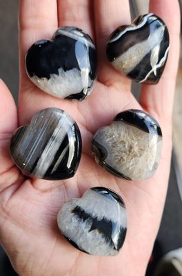 Small Black Agate Hearts