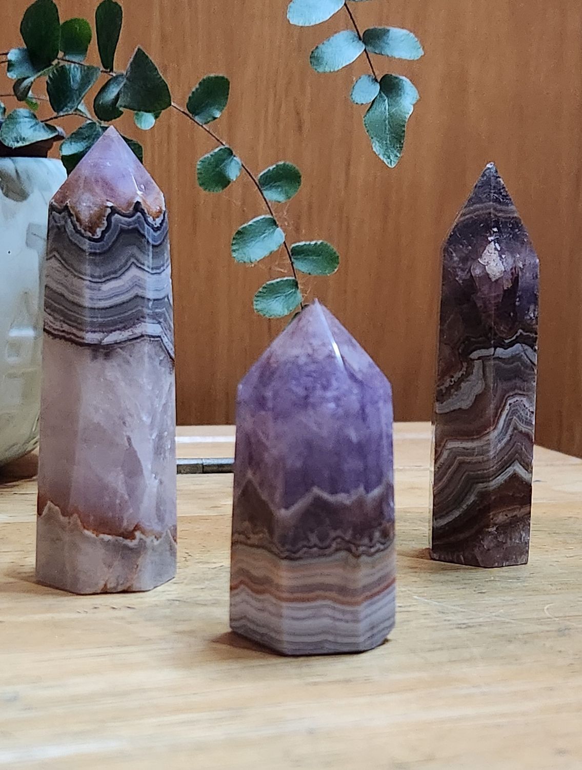 Amethyst Auralite-23 Banded Agate Polished Points