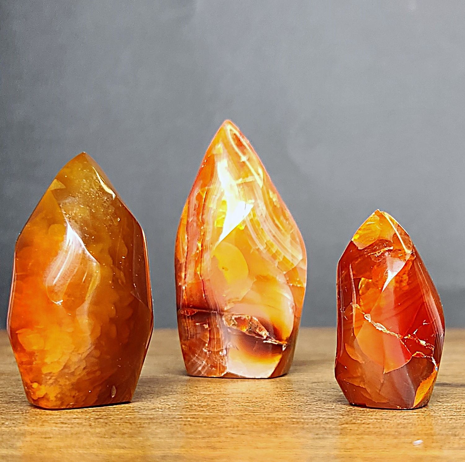 Red Agate Carved Flames