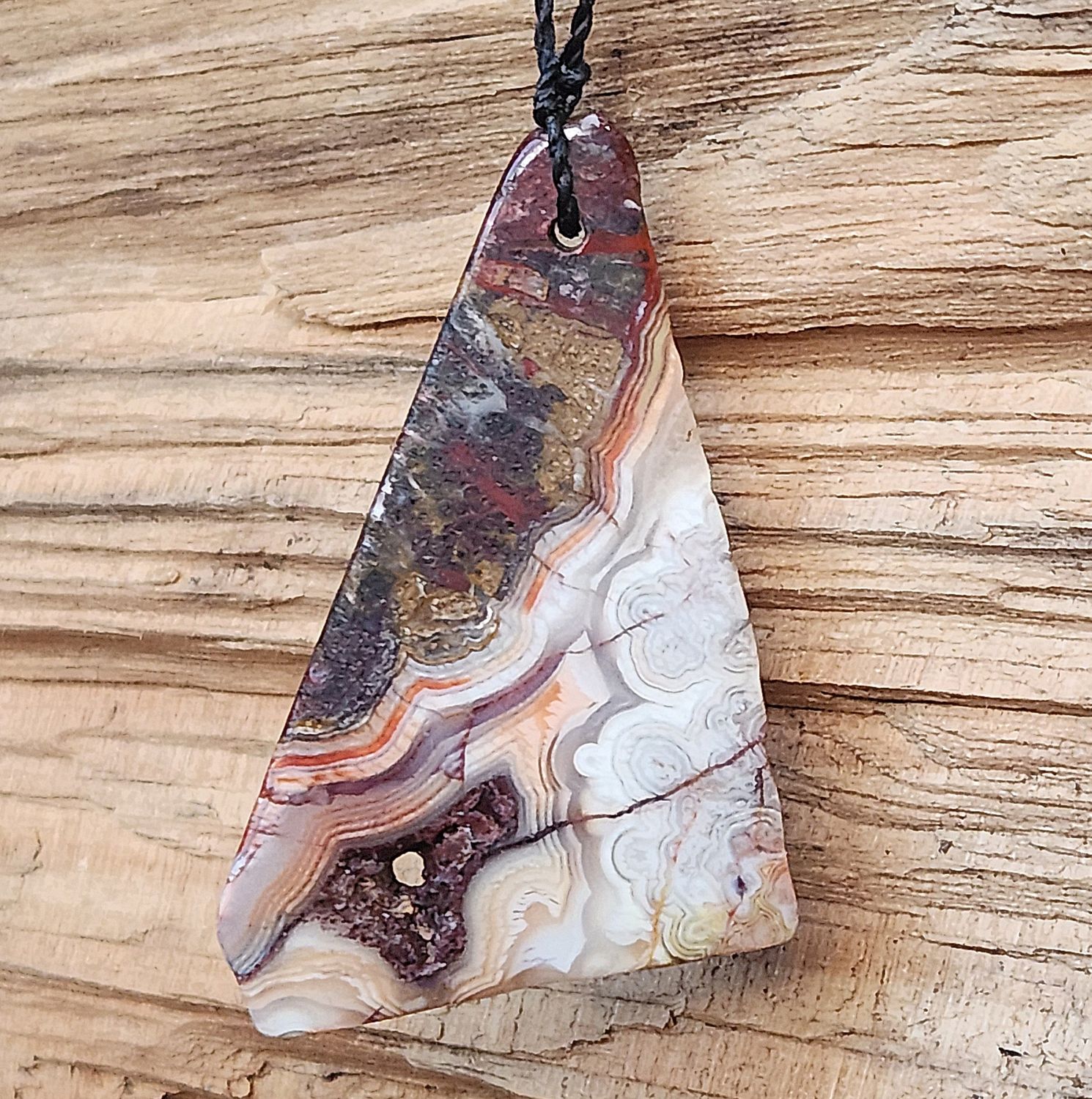 Mexican Crazy Lace Raw Slab Pendant