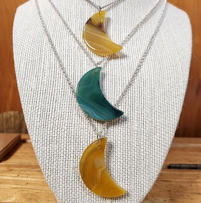 Banded Agate Moon Pendants