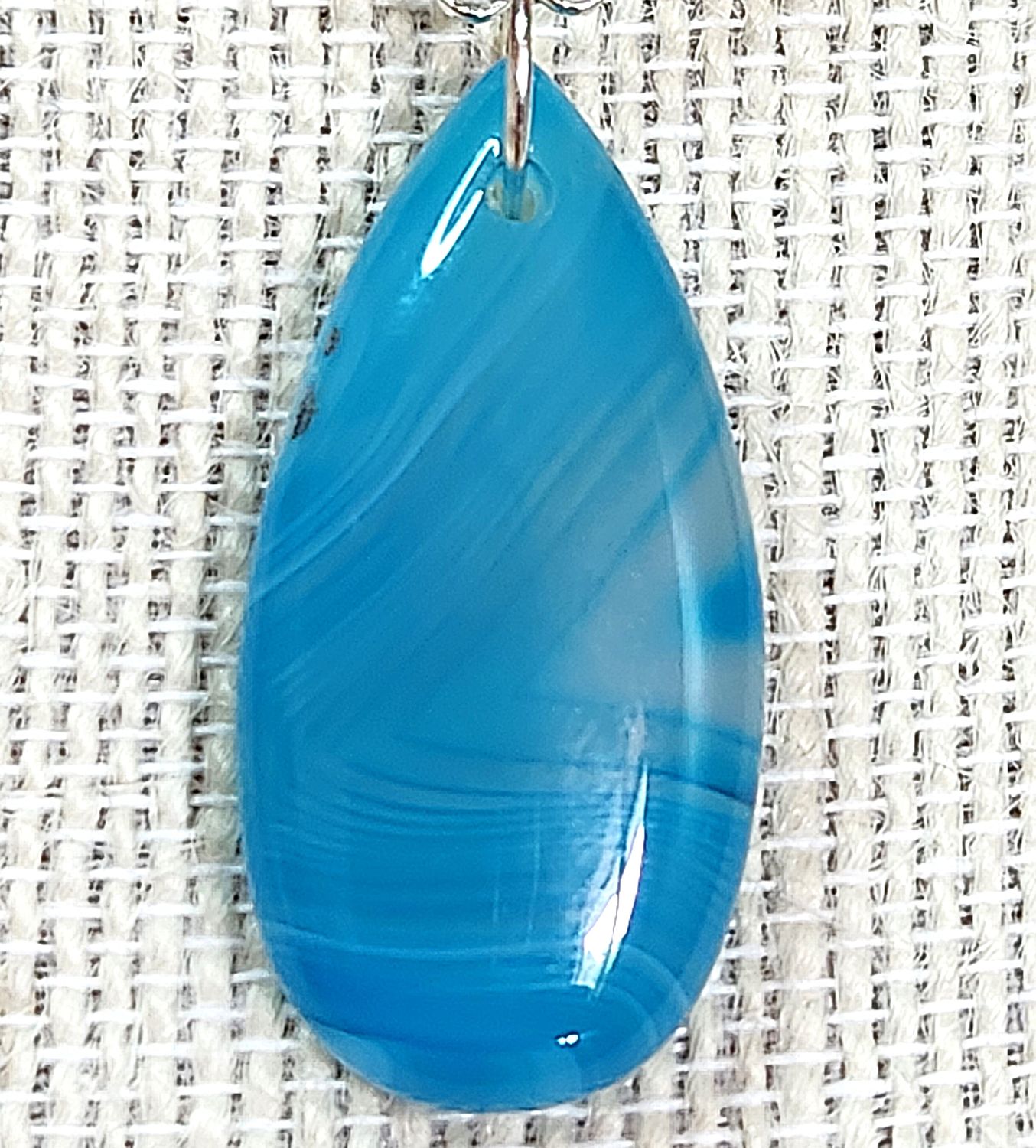Blue Banded Agate Teardrop Pendants