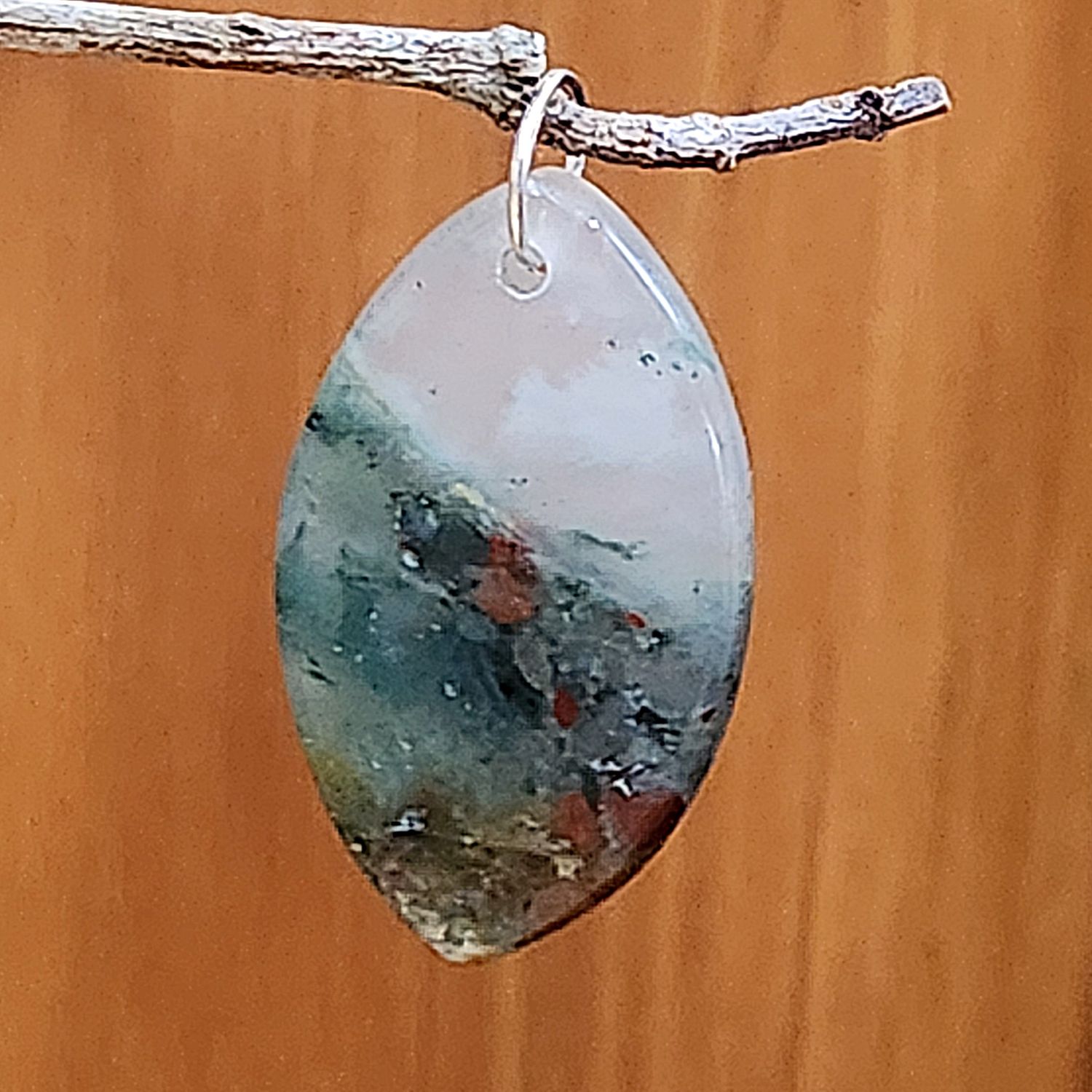 African Bloodstone Marquise Pendant