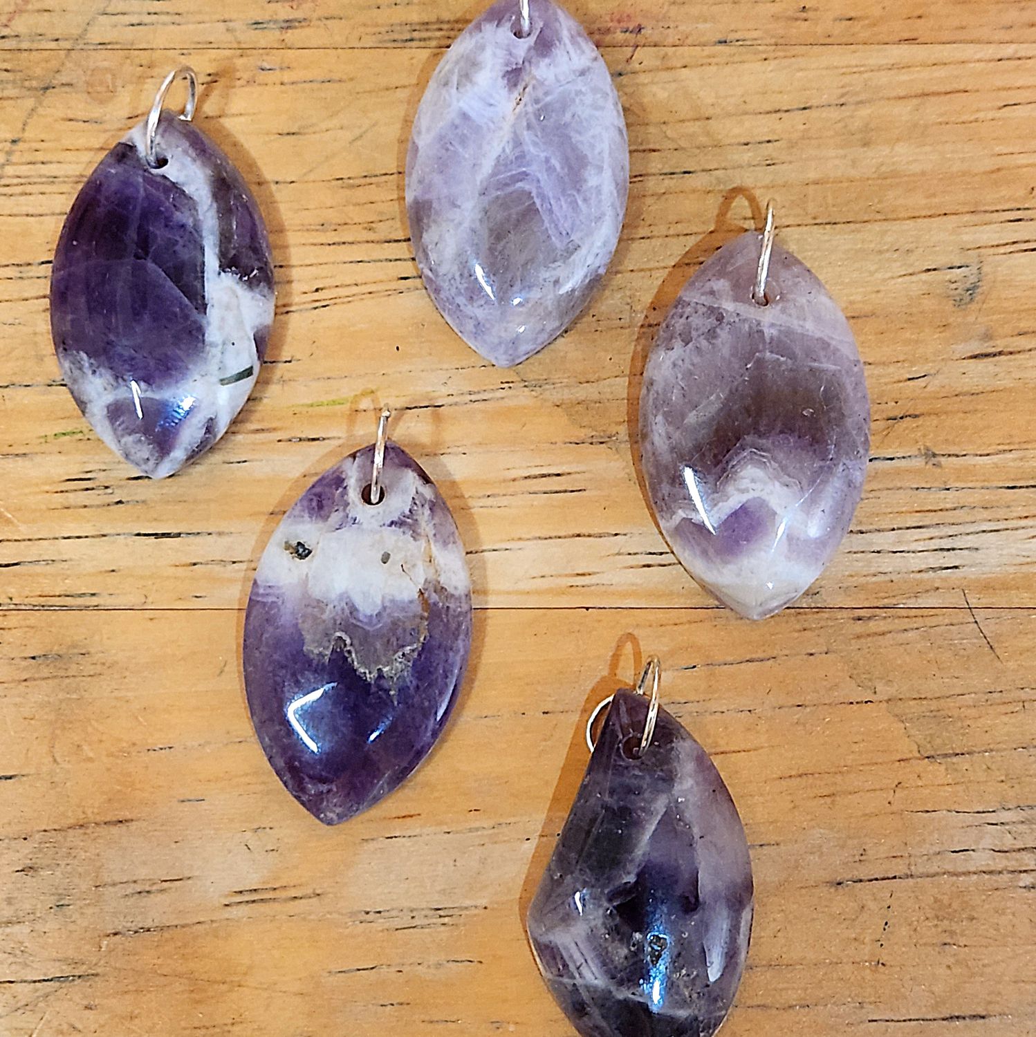 Chevron Amethyst Marquise Pendants