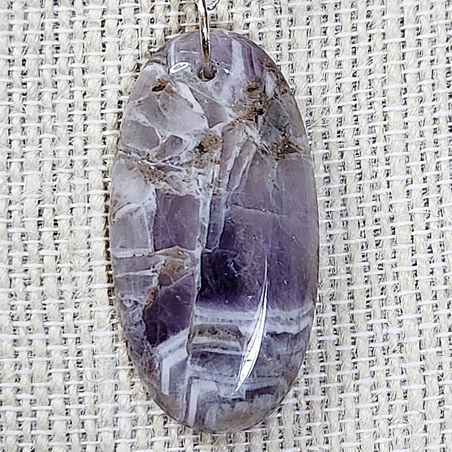 Chevron Amethyst Oval Pendant
