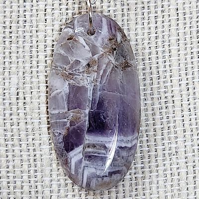 Chevron Amethyst Oval Pendant