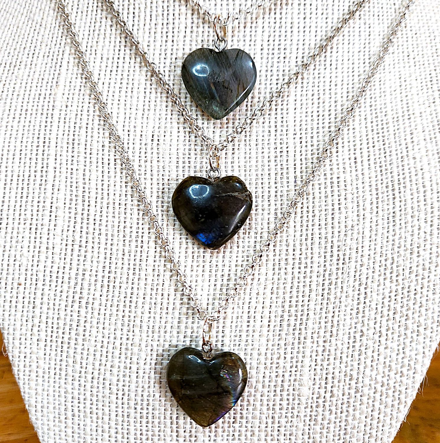 Labradorite Heart Pendants
