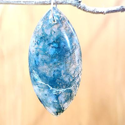 Moss Agate Marquise Pendant