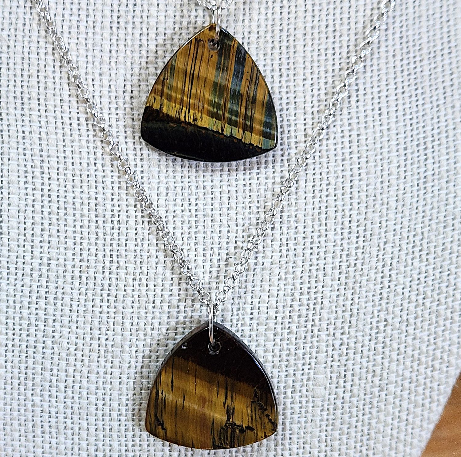 Tigers Eye Triangle Pendants