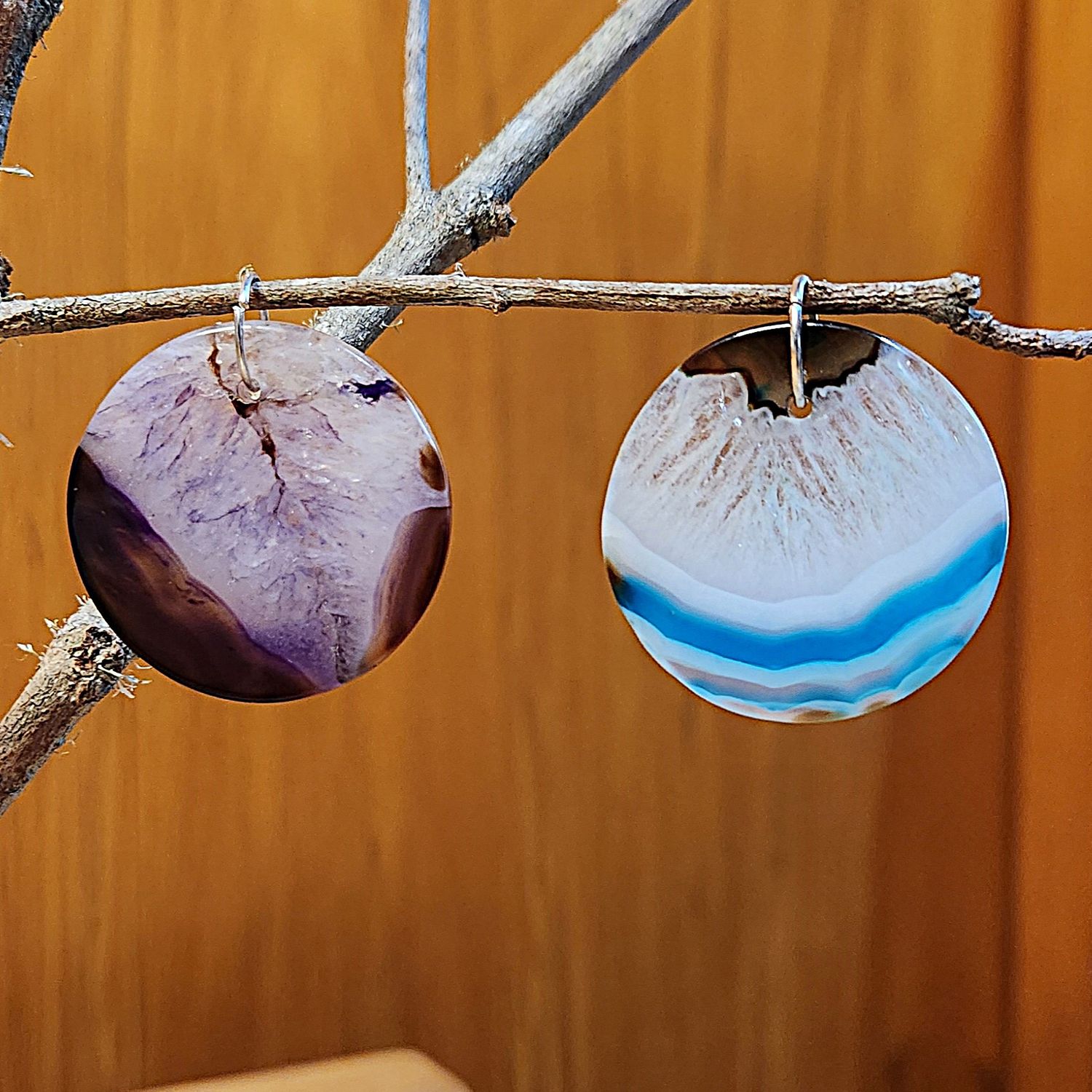 Round Agate Geode Pendants