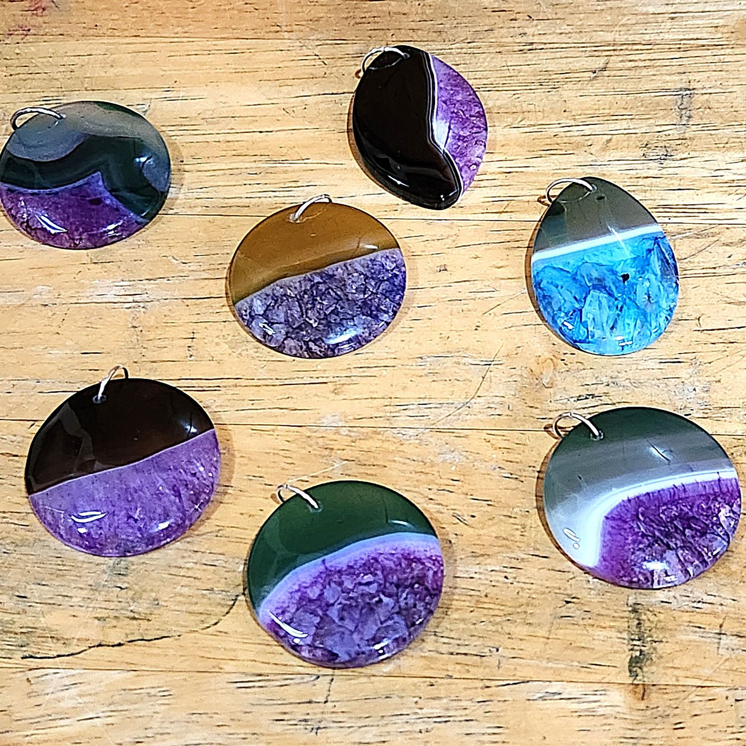 Brightly Colored Agate Pendants