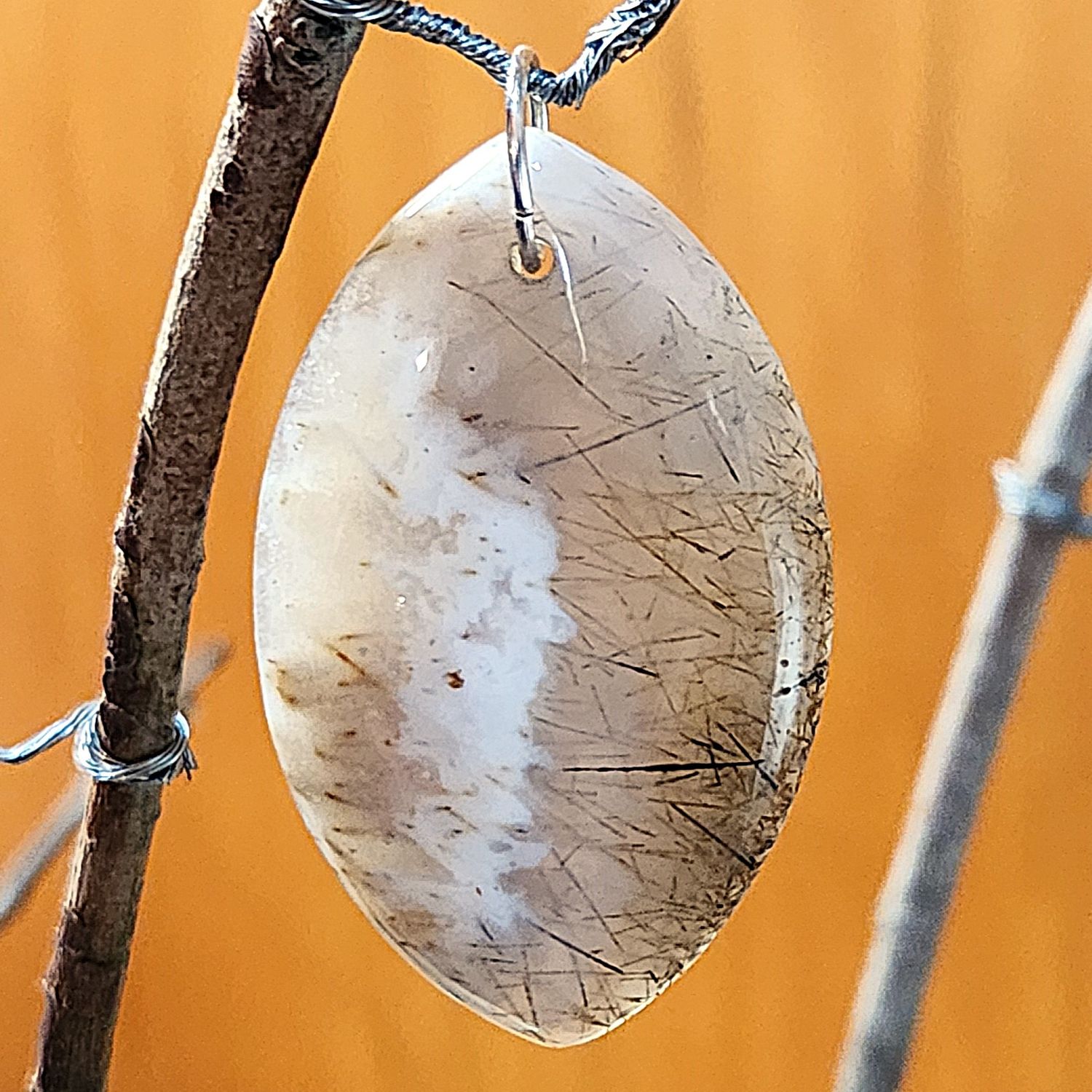 Scenic Agate Rutilated Quartz Pendant