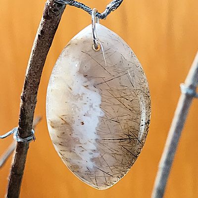 Scenic Agate Rutilated Quartz Pendant