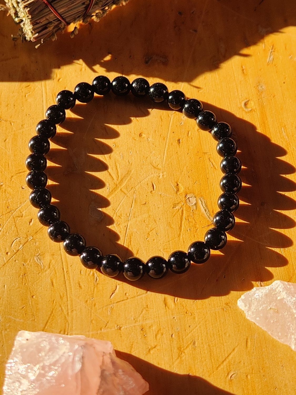 Black Agate Beaded Bracelet