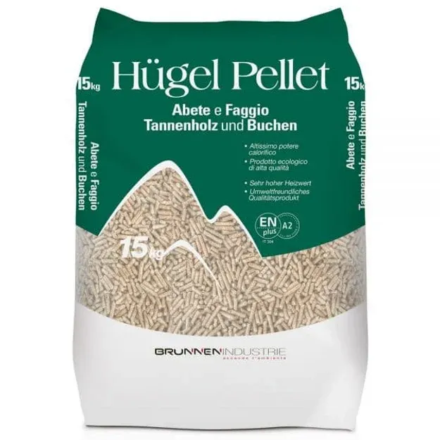PELLET LEGNO 100% FAGGIO ABETE CERTIFICATO EN PLUS A2 BANCALE 70 SACCHI DA 15KG