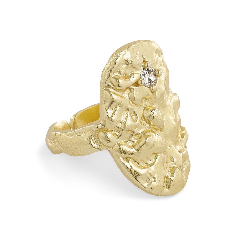 Ring Oval Foil Zircon - Gold Plated