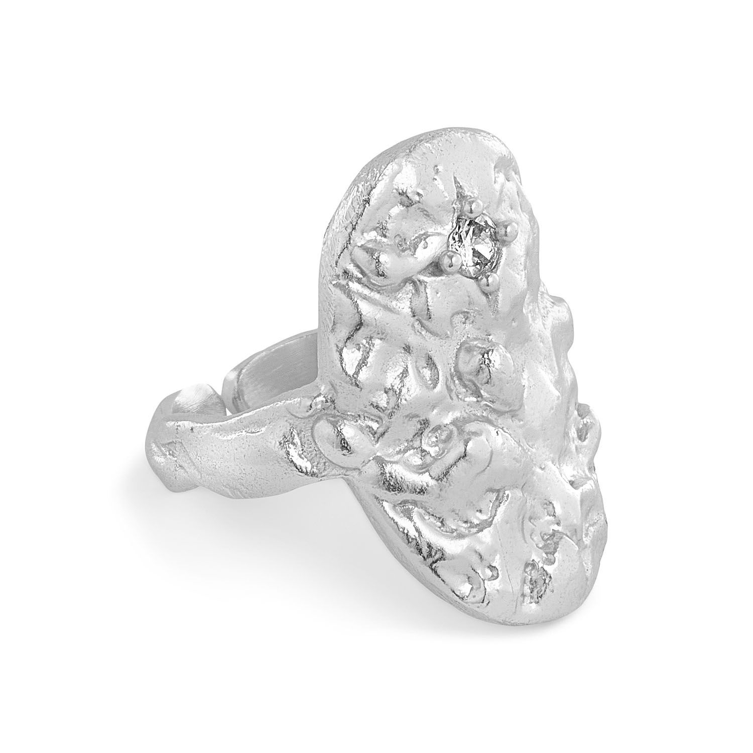 Ring Oval Foil Zircon - Silver Plated