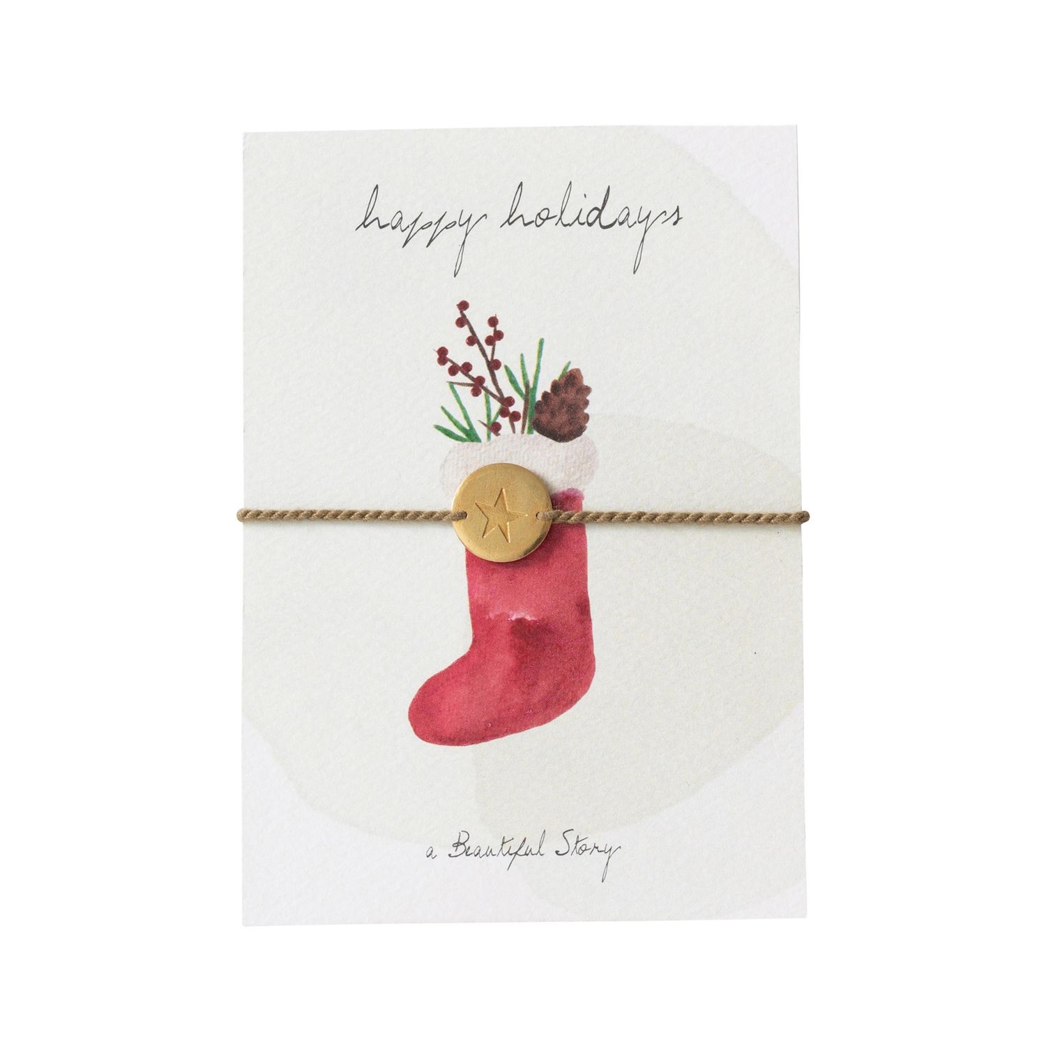 Kerstkaartje met geluksbrenger &quot;Sock&quot;