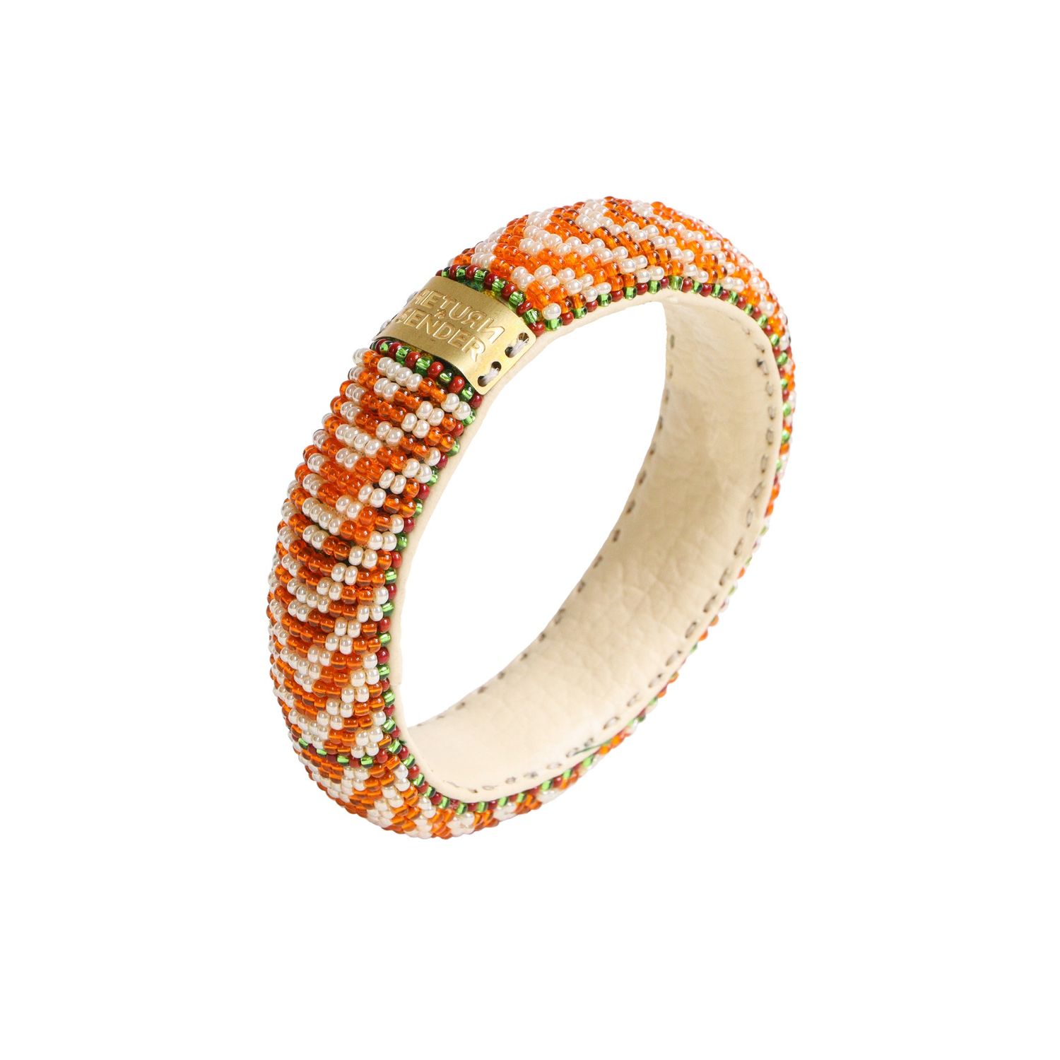 Beaded Bracelet Slim | Orange&amp;White Arrow