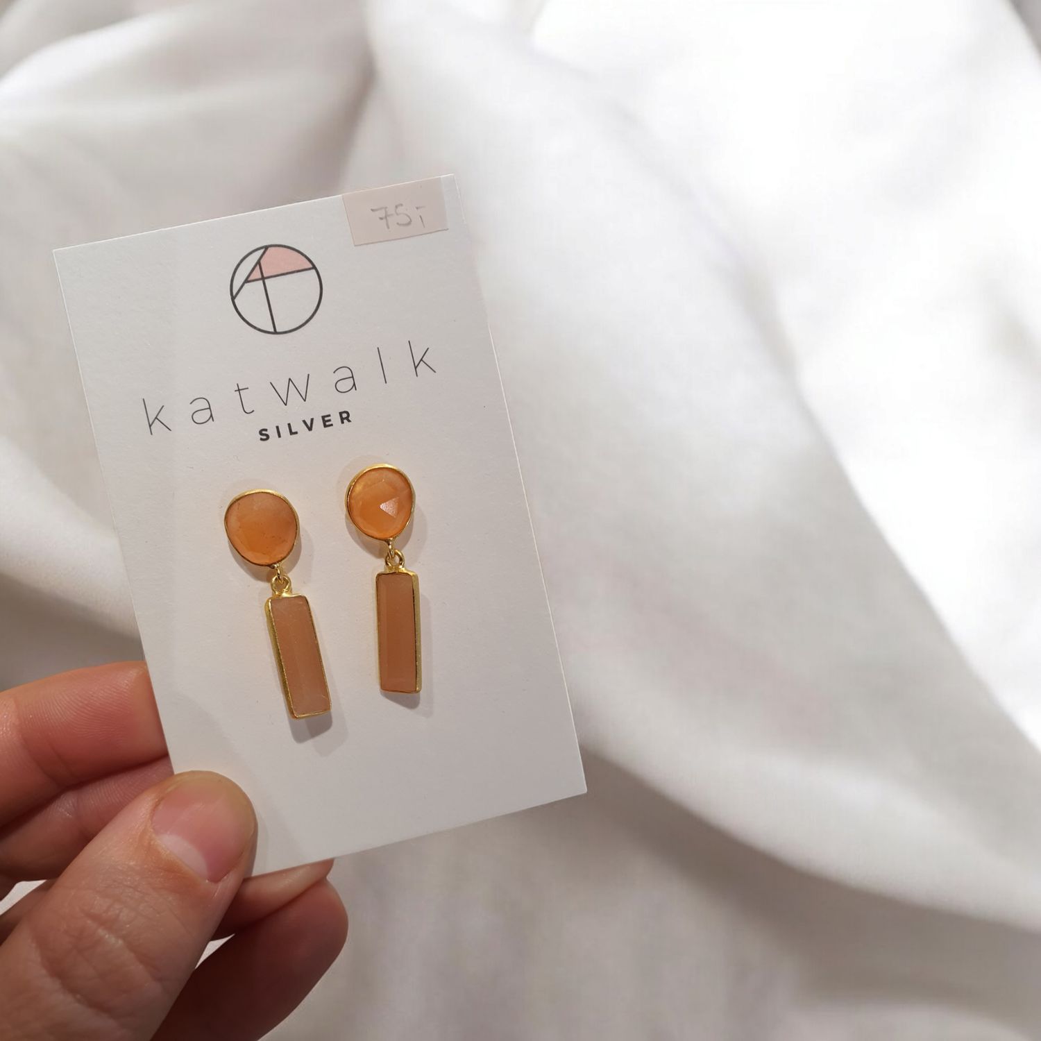 Oorbellen Verguld Zilver Peach Moonstone