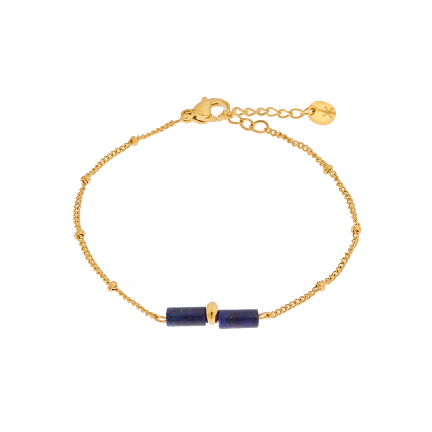 Blue tube bracelet gold