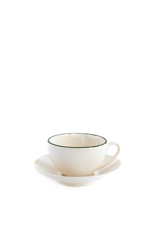 Set Koffietas &amp; Bordje Cosy Cappucino | Green Border