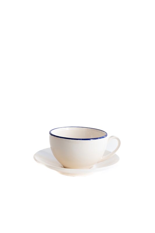 Set Koffietas &amp; Bordje Cosy Cappucino | Blue Border