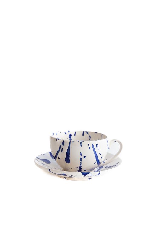 Set koffietas &amp; bordje Cosy Cappucino | Blue Spotted