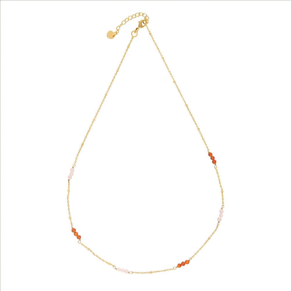 Halsketting Longing Rose Quartz Carnelian GP