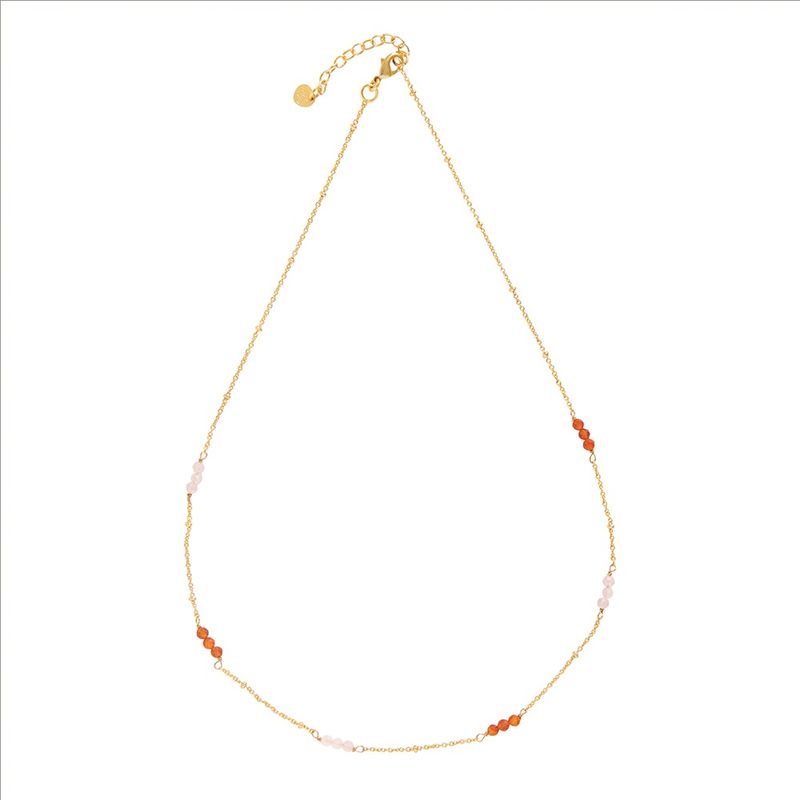Halsketting Longing Rose Quartz Carnelian GP
