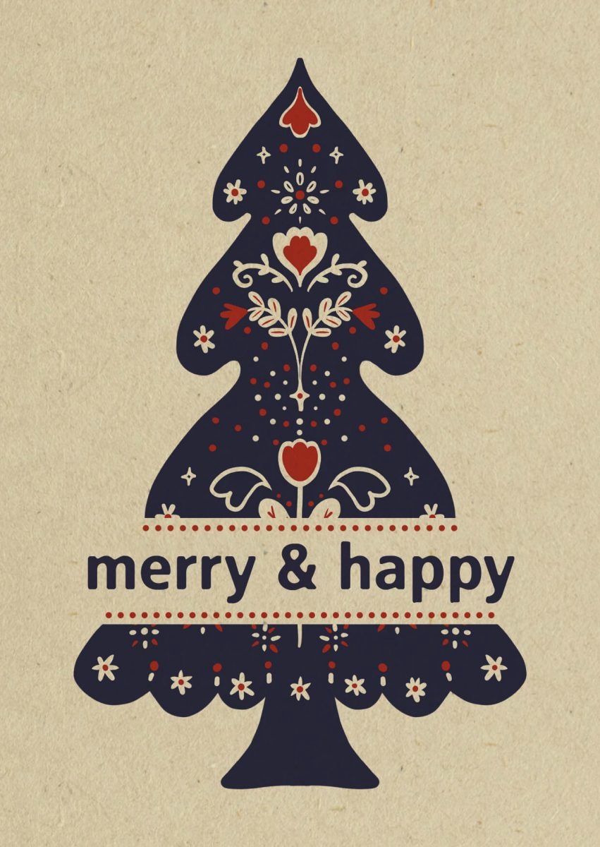 Wenskaart &quot; Merry&amp;Happy&quot;