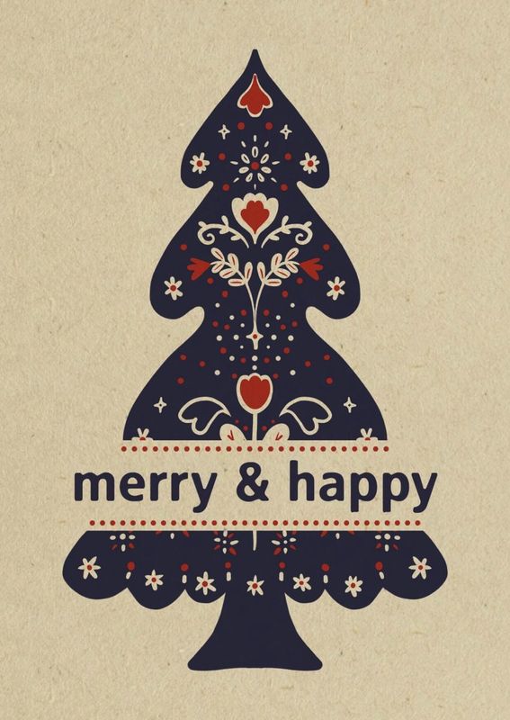 Wenskaart &quot; Merry&amp;Happy&quot;