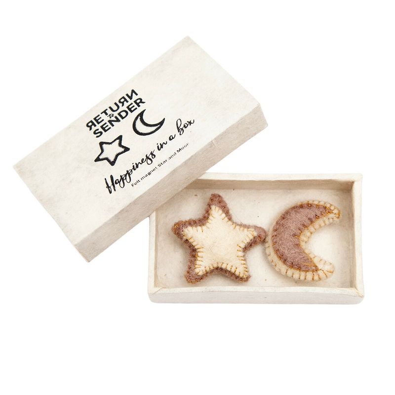 Happiness in a box | Moon &amp; Star Felt Magnets