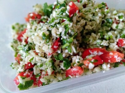 Vegan Gluten Free Raw Cauliflower Tabbouleh Recipe
