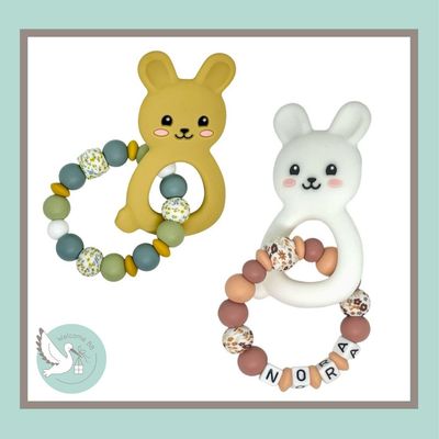 Anneau de dentition : Lapin fleuri
