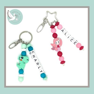 Porte-clés à motif (prénom et/ou téléphone)