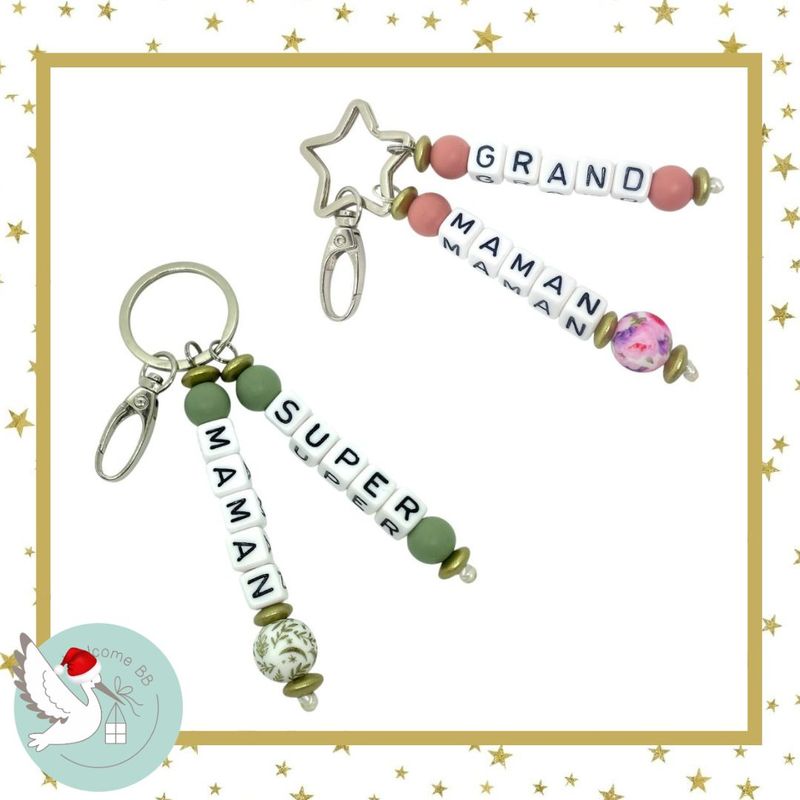 Porte-clés à texte : avec perle spéciale