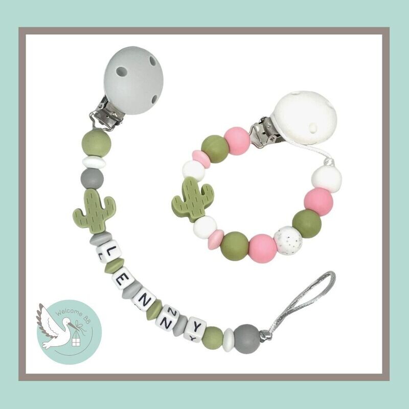 Attache-tétine personnalisée : CACTUS Attache-tétine personnalisée : CACTUS