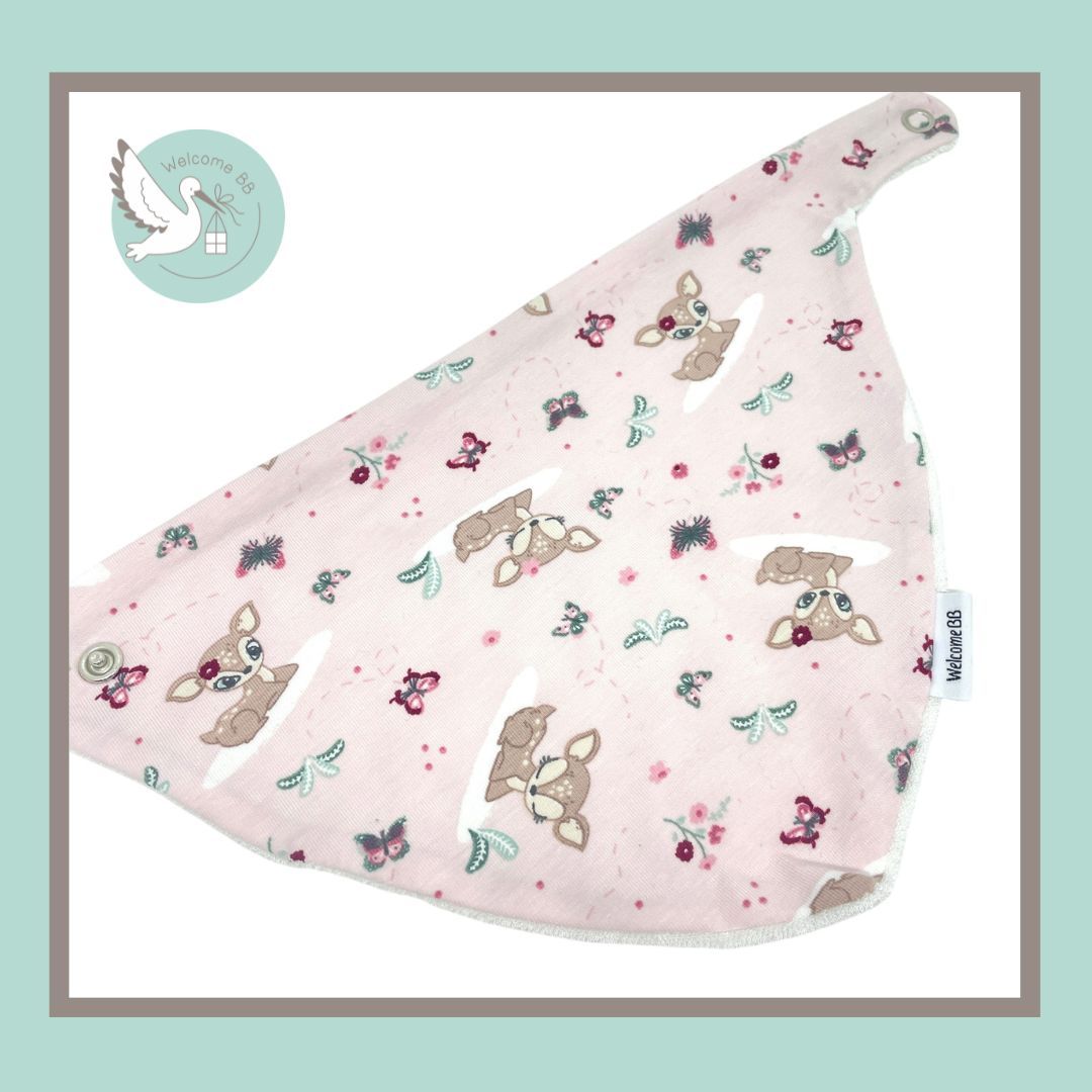Bavoir: Biche rose
