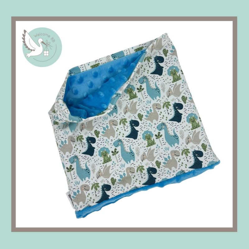 Tour de cou chaud: Dino turquoise 0-2 ans