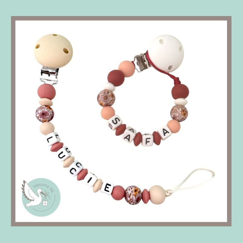 Attache-tétine personnalisée : FLEUR VINTAGE Attache-tétine personnalisée : FLEUR VINTAGE