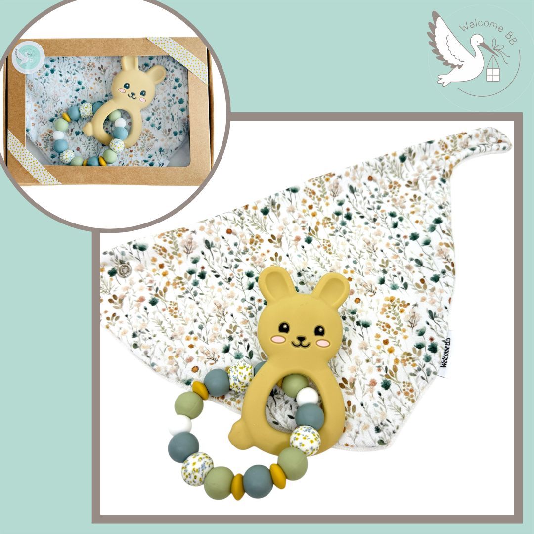 Coffret naissance - LAPIN FLEURS DES CHAMPS