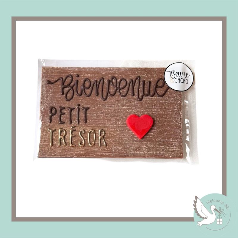 Carte en chocolat artisanal : Bienvenue Petit Trésor Carte en chocolat artisanal : Bienvenue Petit Trésor