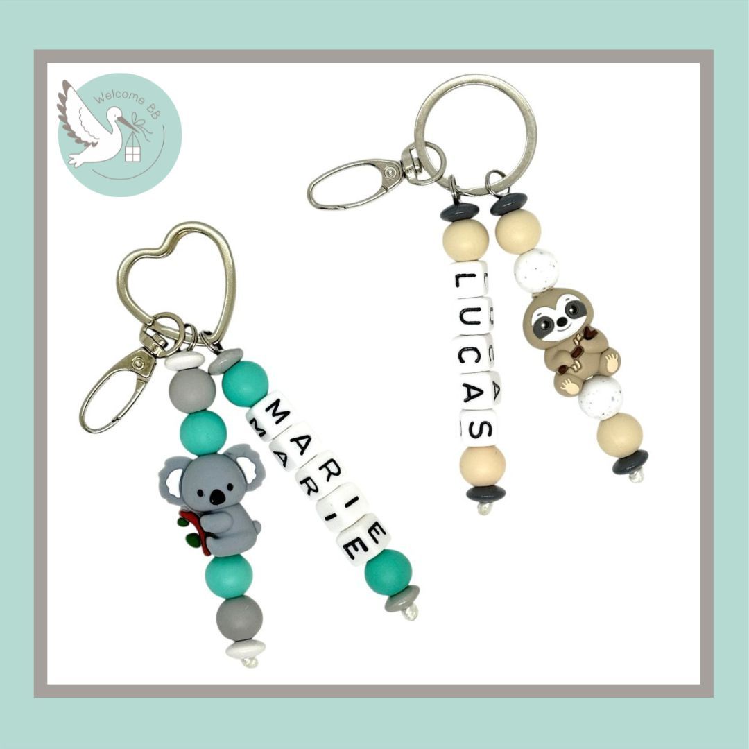 Porte-clés à motif 3D (prénom et/ou téléphone) Porte-clés à motif 3D (prénom et/ou téléphone)