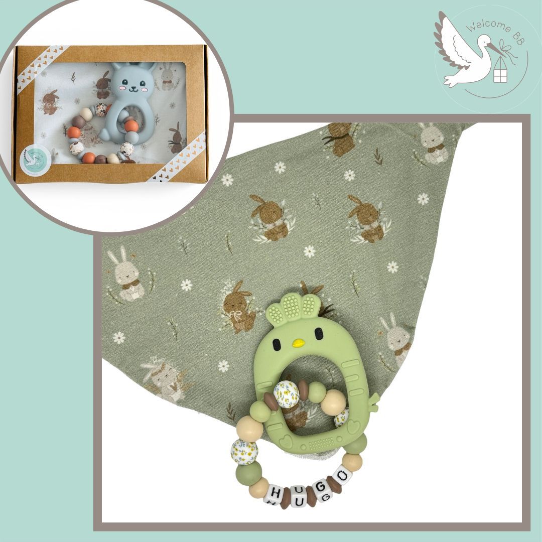 Coffret naissance Pâques - POULE ou LAPIN Coffret naissance Pâques - POULE ou LAPIN