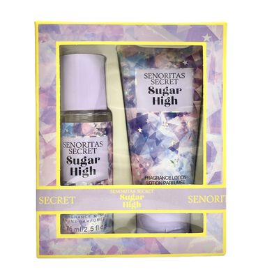 Подарочный парфюмерный набор спрей-мист и лосьон Sugar High Senoritas Secret, 75+75 мл.