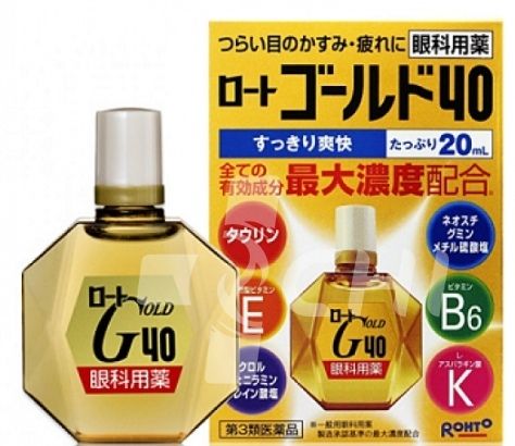 Возрастные витаминизированные капли для глаз Rohto Gold 40  / Rohto / Япония/Срок до 02.2026 г.