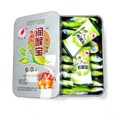 Леденцы от кашля и боли в горле с кордицепсом Chong cao hua (20 шт.) / с Зеленым чаем и сливой Qing mei lu cha (20 шт.) / Китай
