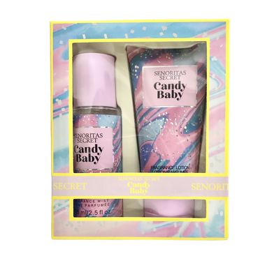 Подарочный парфюмерный набор спрей-мист и лосьон Candy Baby Senoritas Secret, 75+75 мл.