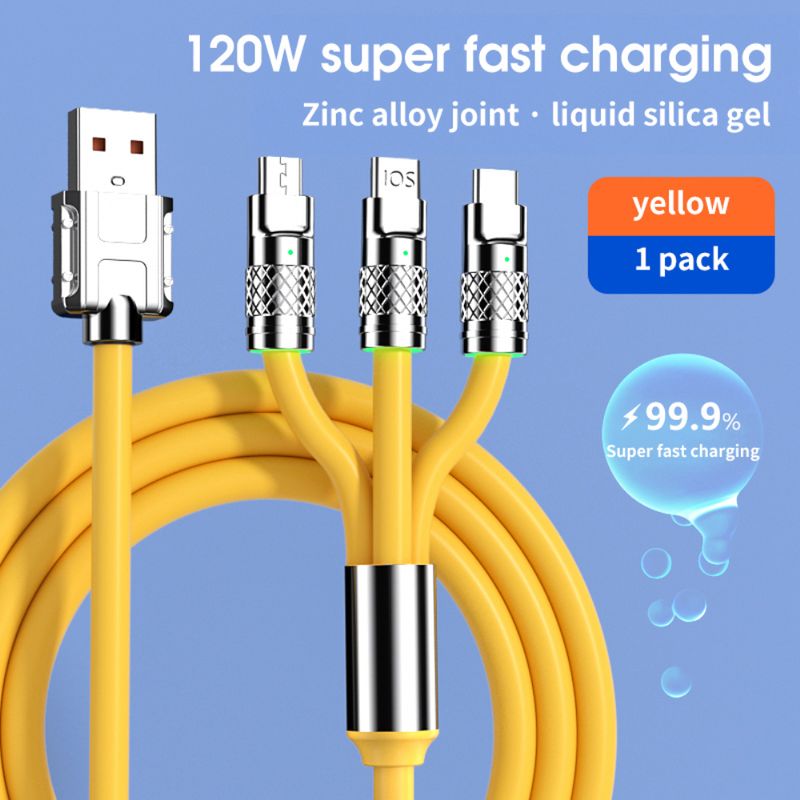 120W android fast charger cable 3 in 1 charging cable